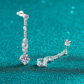 S925 Sterling Silver Moissanite Long Tassel Earrings-0-1