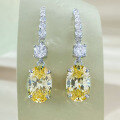 wholesale S925 Silver High-Carbon Diamond Ultra-Sparkling Canary Yellow Earrings 8*12-0-5