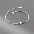 wholesale S925 Sterling Silver Arc Cross Bracelet, Niche Design Sense, Personalized Temperament Hand Accessory S6023-0-0