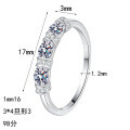 S925 Sterling Silver All Moissanite Women's Ring, Dainty Band, Daily Gift-0-3