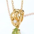 wholesale S925 silver gold-plated Japanese-style peridot teardrop vintage hollow-out pendant choker necklace wholesale-0-3
