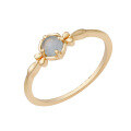 wholesale S925 Silver Plated 14K Gold Japanese Minimalist Style Gentle Aquamarine Ring-0-0