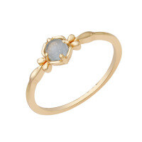 wholesale S925 Silver Plated 14K Gold Japanese Minimalist Style Gentle Aquamarine Ring-Aquamarine Ring US Size 8