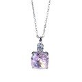 wholesale new 925 silver necklace with 10*10 pink diamond in radiant cut, lightweight, minimalist, and versatile-0-4
