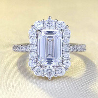 wholesale S925 Sterling Silver 6*9mm Rectangular Luxury Full Diamond Fashion Versatile Ring for Women, European and American Style-R767 White Diamond No. 5