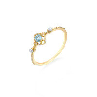 wholesale S925 Sterling Silver Japanese Light Jewelry Hollow Diamond Blue Topaz Natural Pearl Ring for Women, Minimalist Stackable Ring-Hollow diamond ring size 10