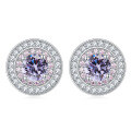 wholesale Sterling Silver S925 Micro-Pave Zircon Ear Studs High-End Elegant European American Style High-Quality Exquisite Round Earrings Wholesale-0-10