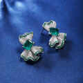 wholesale S925 Sterling Silver, Lab-Grown Emerald Ice-Cut Gemstone Women's Earrings Wholesale Factory Cross-Border-0-0