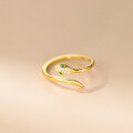 wholesale S925 Sterling Silver Fresh and Sweet Design-oriented Year of the Snake Green Diamond Rhombus Small Snake Ring R02530-0-3