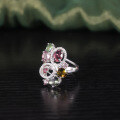 wholesale S925 Sterling Silver Original Design Colorful Bubble Gemstone Ring Natural Tourmaline Ring-0-1