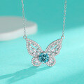 wholesale S925 Sterling Silver 1ct Moissanite Butterfly Pendant Necklace with Full Diamond Accents, Unique Design for Cross-Border Hot Sales-0-0