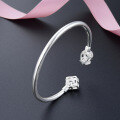 wholesale S990 Silver Korean Minimalist Open-Ended Bracelet, Popular Sweet Student Accessory Wholesale-0-2