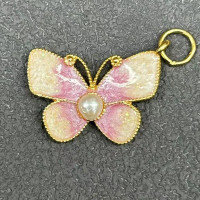 wholesale S925 ancient method silver, enameled blue mother-of-pearl pearl colorful butterfly pendant for DIY bracelets, necklaces, and bead accessories-Pearl Butterfly