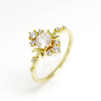 wholesale Sterling Silver Pink Crystal Double Moon Light Luxury Ring for Women, Fade-Resistant Niche Hand Jewelry Wholesale, Source Manufacturer Supplies-Rose Quartz Double Moon Ring Size 9