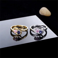 wholesale 925 Silver Jewelry Classic European and American Style Ring with Two Heart-Shaped Zirconia Engraved, Holiday Gift-Rose gold>copper