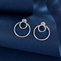 wholesale S925 Sterling Silver Double-Layer Round Two-Way Geometric Earrings, Gentle and Elegant Minimalist Hoop with a Premium Feel-0-1