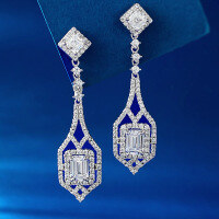 wholesale S925 Silver New 1-Carat White Zircon Green Diamond Earrings for Women, Cross-Border Wis Best-Seller-E371 White Diamond 925 Silver