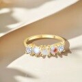 wholesale S925 Silver Ring With Opal, Moonstone, And Love Arrangement, A Light Luxury Women's Accessory-0-2