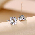 wholesale 925 Sterling Silver Moissanite Stud Earrings Simple Four-Prong Single Stone Earrings for Women Versatile Elegant Moissanite Earrings Hypoallergenic Ear Jewelry-0-1
