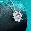 S925 Sterling Silver Moissanite Sunflower Pendant Necklace-0-1