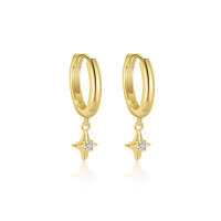 wholesale S925 Sterling Silver Geometric Zircon Earrings For Women, European And American Fashion Set, French Luxury Ear Cuffs-E4740-Gold/Pair 925 Silver