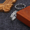 wholesale Sterling Silver Antique Retro Chinese Ethnic Style Coin Ring With Adjustable Open Design For Men And Women, Trendy On Instagram-0-2