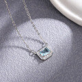 wholesale S925 Sterling Silver Square Zirconia Collarbone Necklace, Minimalist and Luxurious Style, Summer Fashion Trend for Women-0-1