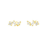 wholesale S925 Sterling Silver Rhombus Cross Earrings For Women, Full Of Drilled Zirconia, Fashionable And Unique Small Design-E4456-Gold 925 Silver