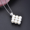 wholesale S925 Sterling Silver Plated with Rhinestones Pendant Women's European and American Ins Style Elegant Collarbone Chain Fashion Pearl Necklace Wholesale Trendy-0-3