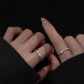 wholesale S925 silver bamboo joint diamond-inlaid couple ring for men and women, small and sophisticated, high-end sense, R00494-0-1