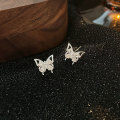 wholesale S925 sterling silver stone-inlaid butterfly earrings for women, new Korean-style fashion minimalist earrings-0-5