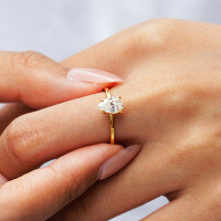 18K Gold Plated S925 Silver Moissanite Engagement Ring, Drop Shipping.-Set with 2CT high-carbon diamonds  US No. 9