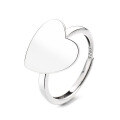 wholesale S925 metal retro fashion minimalist glossy creative heart-shaped design open ring-0-4