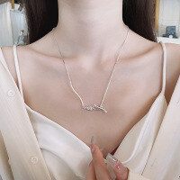 wholesale S925 Sterling Silver Korean Style Irregular Patchwork Necklace, Minimalist Design, Versatile Elegant Accessory-569LM/approx. 9.5g 925 silver