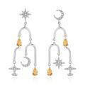 wholesale S925 Sterling Silver Spring and Summer New European Palace Chandelier Earrings with Natural Gemstones, Elegant and High-End Earrings-0-4