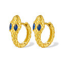 wholesale S925 silver earrings with gold-plated blue snake-shaped cubic zirconia studs, vintage high-end earrings for women,-0-5