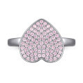 wholesale S925 Sterling Silver Pink Diamond Large Heart Women's Ring Single Heart-shaped Ring for Cross-border E-commerce Wholesale Hot Seller-0-0