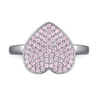 wholesale S925 Sterling Silver Pink Diamond Large Heart Women's Ring Single Heart-shaped Ring for Cross-border E-commerce Wholesale Hot Seller-Platinum US size 9#