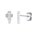 wholesale S925 Sterling Silver Single Row Bead Stud Earrings With Micro-set Zircons, Fashionable And Minimalist-0-4