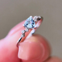 wholesale S925 Sterling Silver Red Elk Plump Triangle Aqua Zirconia Full Starry Sky Ring Unique Style Elegant and Whitening Zircon Silver Jewelry-BZ0019-White Gold US Size 9