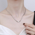 wholesale S925 Sterling Silver Trendy Thick Chain H Letter 3D Pendant Minimalist Design Set Bracelet Necklace-0-1