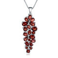 wholesale 925 Silver Natural Gemstone Pendant with Design Sense, Grape Cluster Style Garnet Crystal Necklace-0-4