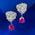 wholesale S925 Silver Full Diamond New Camellia 9*11 Rose Flower Earrings for Women, Exquisite and Versatile Style-0-1