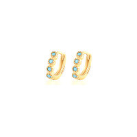 wholesale S925 Sterling Silver Circle With Zircons, Minimalist Ins Style Ear Clasp, Amazon Hot-selling Light Luxury Earrings-Gold-Turquoise 6MM