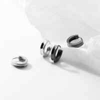 wholesale S925 silver round concave short ear clips Korean version simple and stylish unisex earrings M01939-S925 silver pair black gold 0.8CM 925 silver