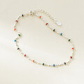 wholesale S925 Silver Fresh Sweet Ins Style Niche Design Exquisite Resin Colorful Bead Square Anklet S7928-0-1