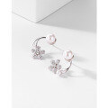 wholesale S925 Sterling Silver Floral Pearl Earrings for Women, Fashionable Minimalist Niche Design High-end Stud Earrings, Convertible Two-way Wear Ear Jewelry-0-2