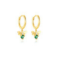 wholesale S925 Sterling Silver New Fun Bee Green Diamond Ear Hoop,INS-0-4