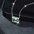 wholesale S925 silver plated with 18k gold, cross-border hot-selling green moissanite in its natural color, 6*8mm emerald cut necklace, passes diamond tester-0-1