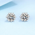 wholesale PT950 gold-plated S925 sterling silver earrings for women, snowflake moissanite stud earrings, small and cute ear accessories, wholesale from manufacturers-0-5